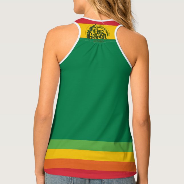 Red, Gold, and Green Stripes Tank Top (Back)
