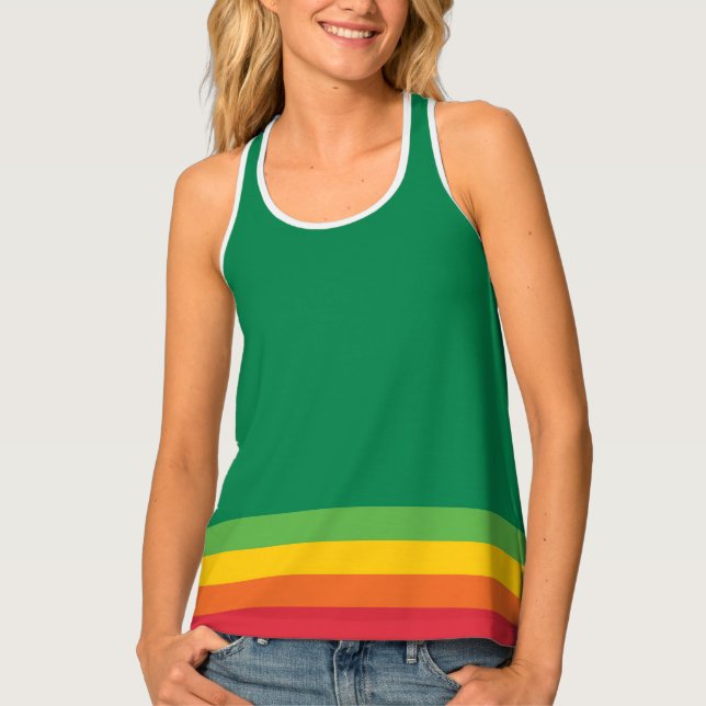 Red, Gold, and Green Stripes Tank Top (Front)