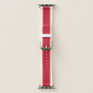 Red, Gold and White Sports Stripe Apple Watch Band