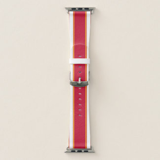 Red, Gold and White Sports Stripe Apple Watch Band