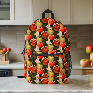 Red Gold Apple Harvest Pattern Vintage Handwriting