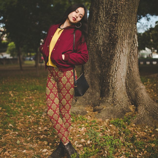 Red Gold Arabesque Christmas Pajama Pants (Creator Uploaded)