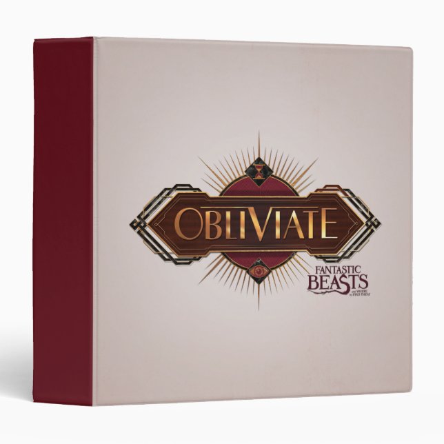 Red & Gold Art Deco Obliviate Spell Graphic 3 Ring Binder (Front/Spine)