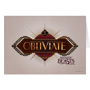 Red & Gold Art Deco Obliviate Spell Graphic Cards