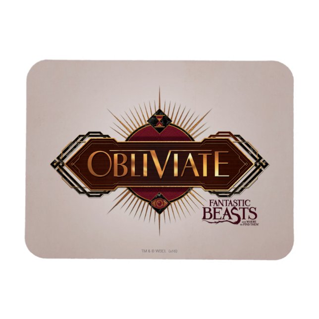 Red & Gold Art Deco Obliviate Spell Graphic Magnet (Horizontal)