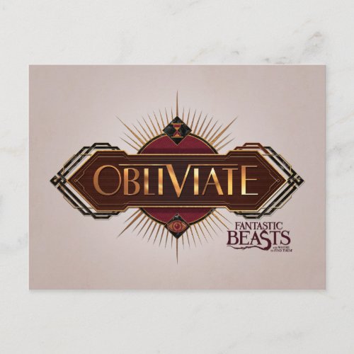 Red  Gold Art Deco Obliviate Spell Graphic Postcard