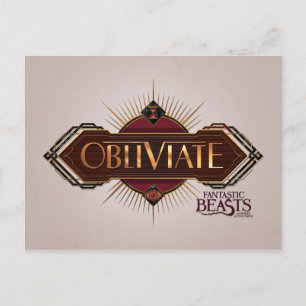 Red & Gold Art Deco Obliviate Spell Graphic Postcard