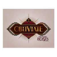 Red & Gold Art Deco Obliviate Spell Graphic Postcard