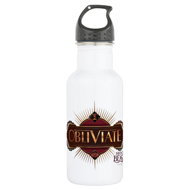 Red & Gold Art Deco Obliviate Spell Graphic Stainless Steel Water Bottle (Front)