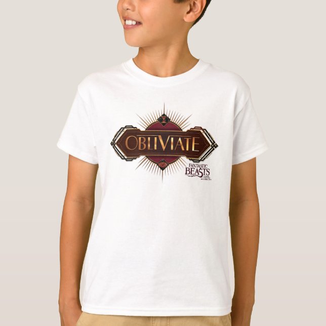 Red & Gold Art Deco Obliviate Spell Graphic T-Shirt (Front)