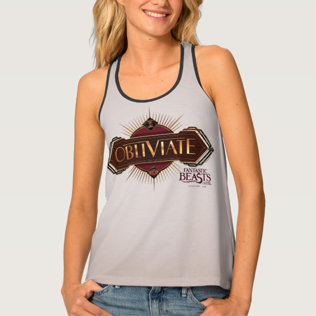 Red & Gold Art Deco Obliviate Spell Graphic Tank Top (Front)