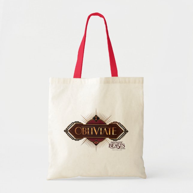 Red & Gold Art Deco Obliviate Spell Graphic Tote Bag (Front)