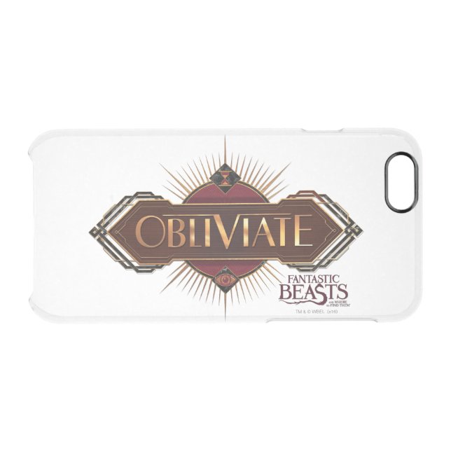 Red & Gold Art Deco Obliviate Spell Graphic Uncommon iPhone Case (Back Horizontal)