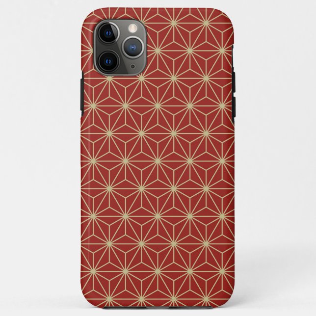 "Red & Gold Asanoha Pattern Phone Case iphone  (Back)