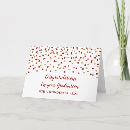 Red Gold Aunt Congratulations Graduation Card