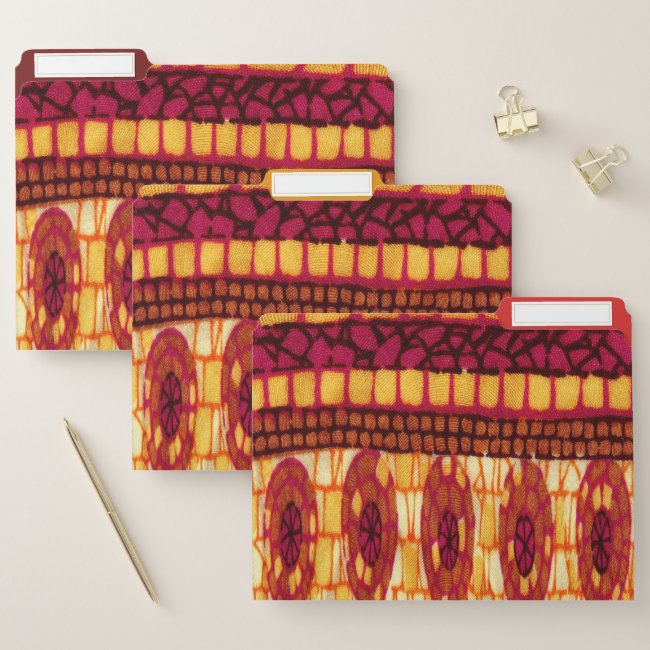 Red Gold Autumn Abstract Pattern File Folder Set