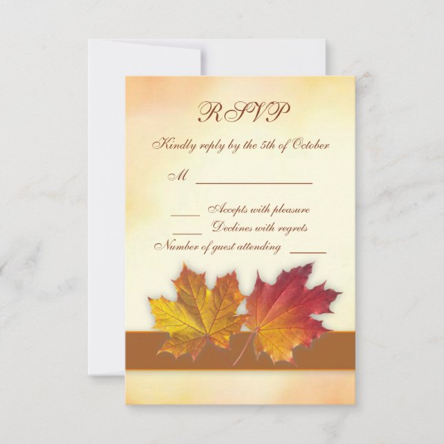 Red gold autumnal maple leaves RSVP (Front)