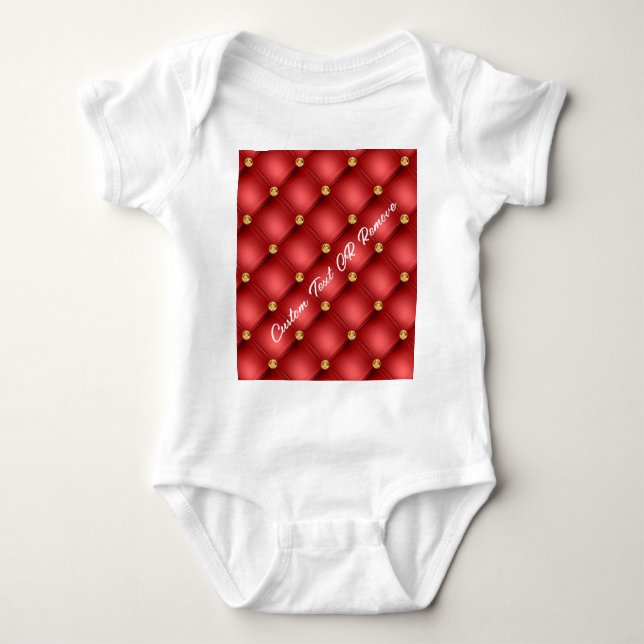Red Gold Baby Bodysuit Personalized Text Name (Front)