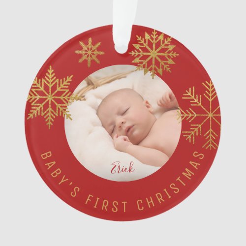 Red Gold Babys First Christmas Gift Ornament