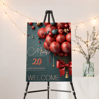 Red Gold Balloon Welcome Foam Core Board Poster