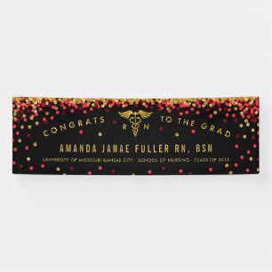 Red & Gold Banner for Nurse Graduation Party
