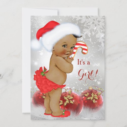 Red Gold Bauble Christmas Baby Shower Ethnic Invitation