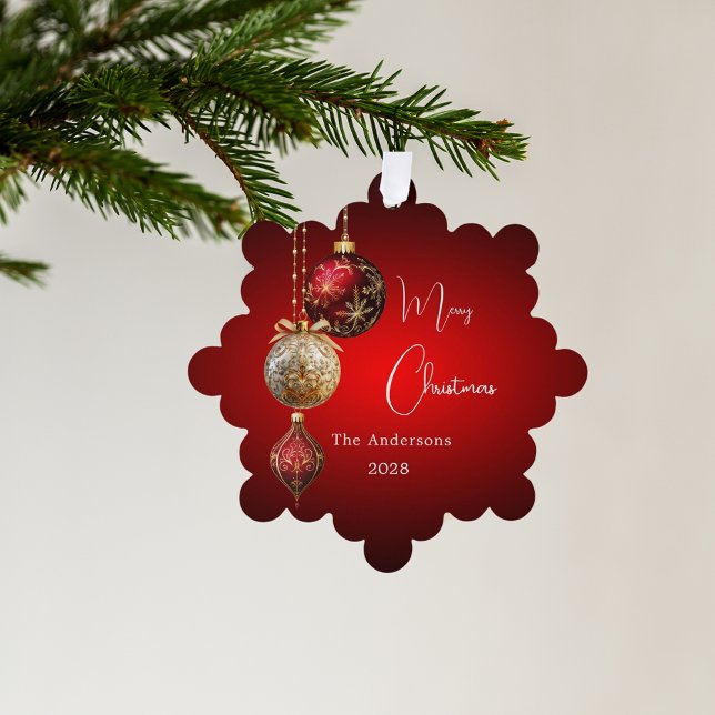 Red gold baubles Christmas decor Ornament Card (Creator Uploaded)