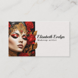 Red & Gold Beauty in Black Frame frt665 Business Card