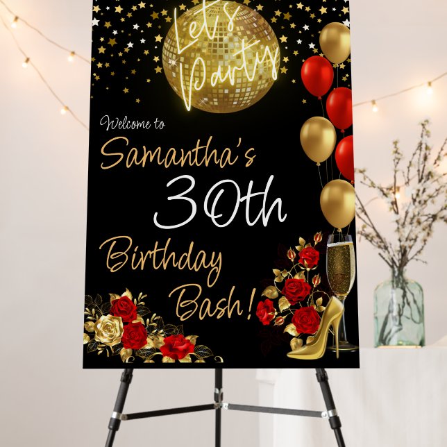 Red & Gold Birthday Poster (In Situ (Stand))