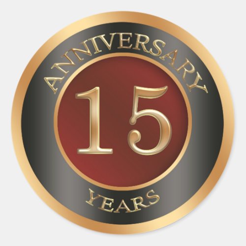 Red gold black 15th Wedding Anniversary Sticker