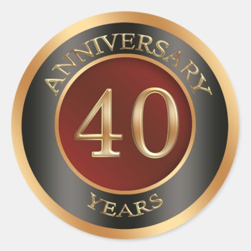 Red gold black 40th Wedding Anniversary Sticker