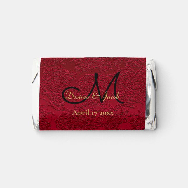 Red Gold Black Christmas Monogram Winter Wedding Hershey's Miniatures (Front)