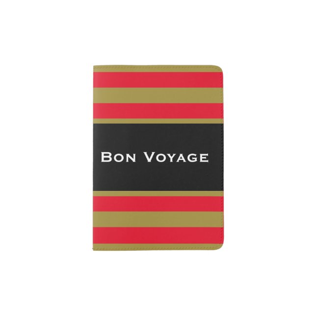 Red, Gold & Black Custom Passport Holder (Front)