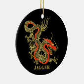 Red Gold Black Fantasy Chinese Dragon Christmas Ceramic Ornament | Zazzle