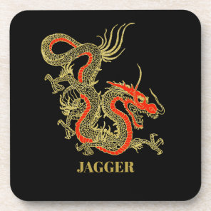 Red Gold Black Fantasy Chinese Dragon Coaster