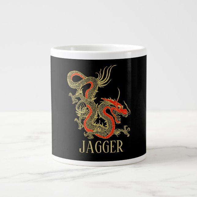 Red Gold Black Fantasy Chinese Dragon Giant Coffee Mug (Front)