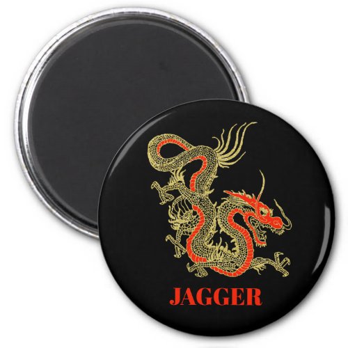 Red Gold Black Fantasy Chinese Dragon Magnet