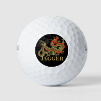 Red Gold Black Fantasy Chinese Dragon Monogram