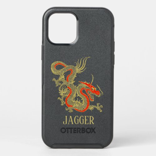 Red Gold Black Fantasy Chinese Dragon OtterBox Symmetry iPhone 12 Case
