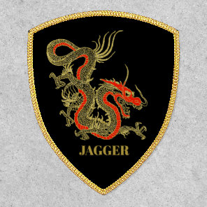 Red Gold Black Fantasy Chinese Dragon Patch