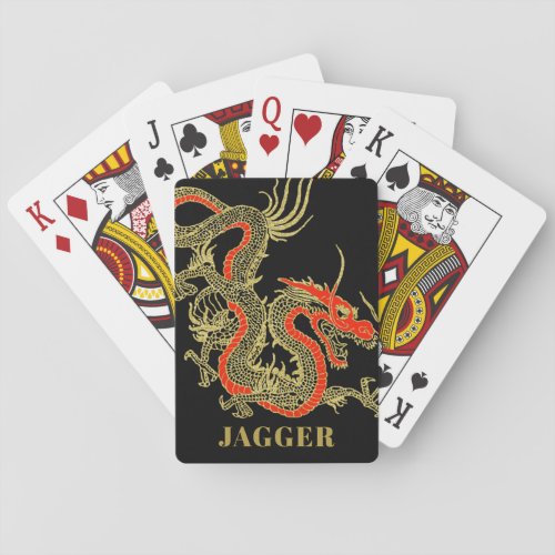 Red Gold Black Fantasy Chinese Dragon Poker Cards