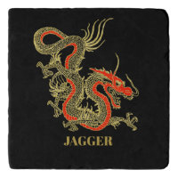 Red Gold Black Fantasy Chinese Dragon Trivet