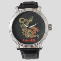 Red Gold Black Fantasy Chinese Dragon Watch