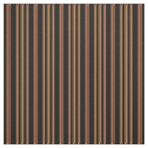 Red Gold Black Striped Print Fabric