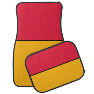 Red Gold Black Three Tone Solid Car Floor Mat