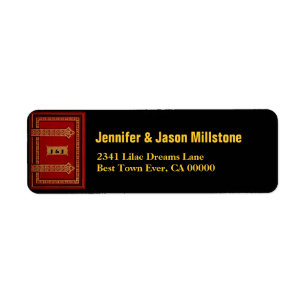 Red Gold Black Wedding Label
