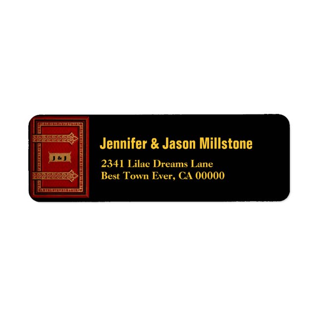 Red Gold Black Wedding Label (Front)