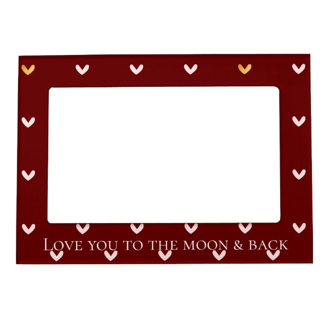 Red Gold Blush Pink Hearts Magnetic Frame (Front)