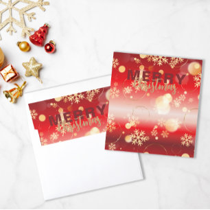 Red Gold Bokeh Snowflake Merry Christmas Envelope Liner