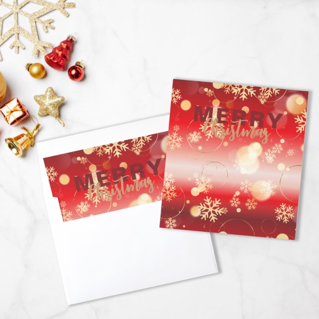 Red Gold Bokeh Snowflake Merry Christmas Envelope Liner (Creator Uploaded)